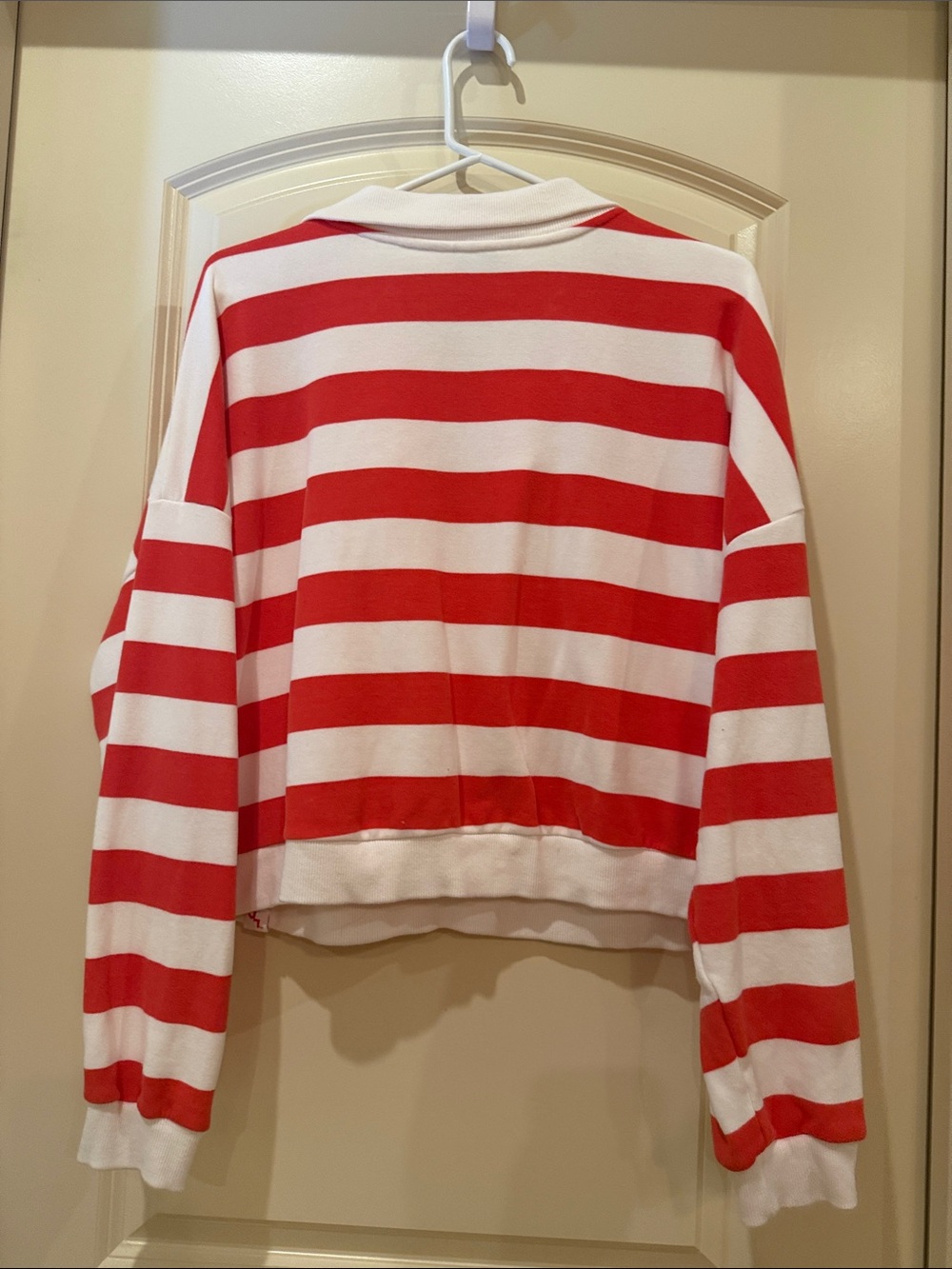 White Drawstring Athletic Shorts with Red Piping -- super soft Lg Top M - bottom - Picture 6 of 6